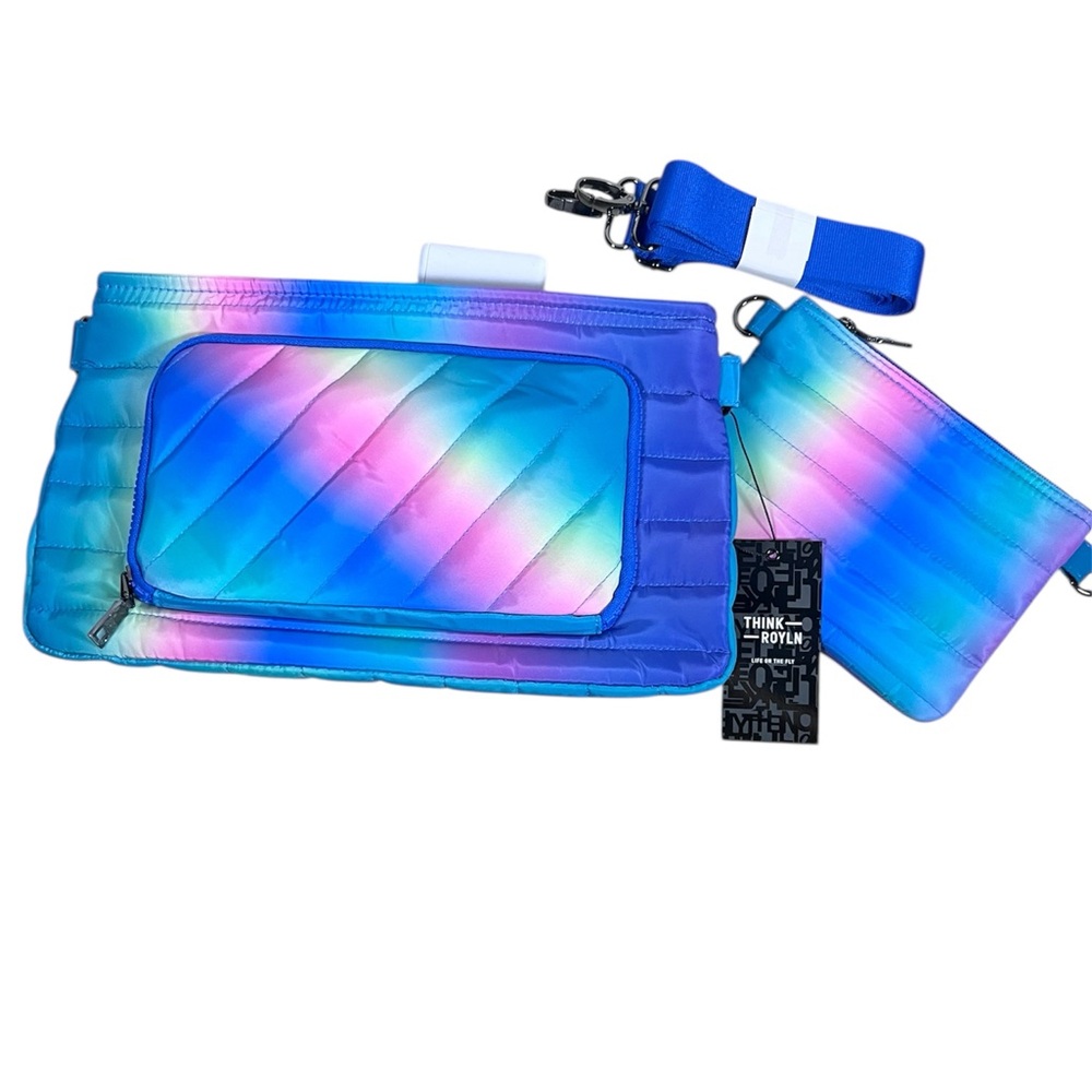 THINK ROYLN Ombre Rainbow Quilted Bag with Pouch